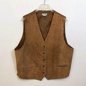Gallagher Leather Vest Brown Button Womens V Neck